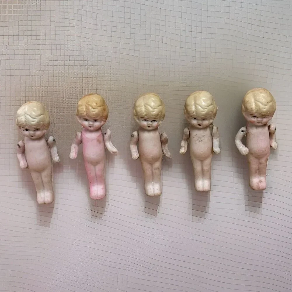 Vintage Occupied Japan Bisque Porcelain Doll Dolls Mini Figurines Jointed Lot 5 - Picture 1 of 14